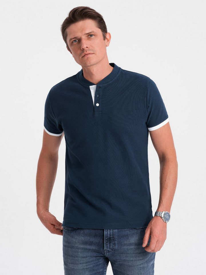 OMBRE Poloshirt Poloshirt für Männer ohne Kragen von OMBRE