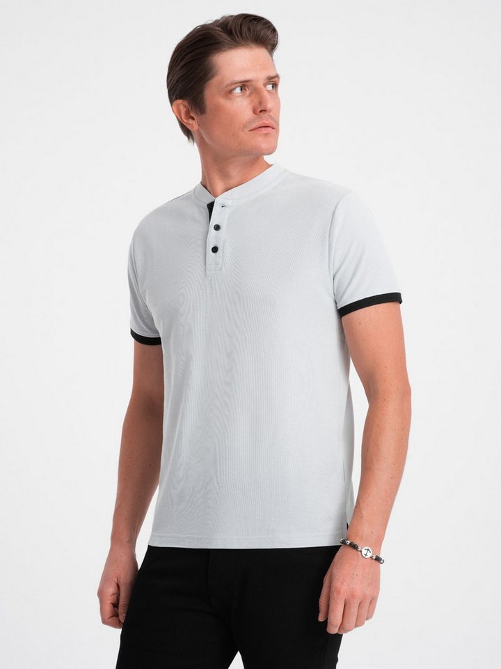 OMBRE Poloshirt Poloshirt für Männer ohne Kragen von OMBRE