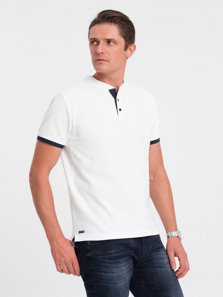 OMBRE Poloshirt Poloshirt für Männer ohne Kragen von OMBRE