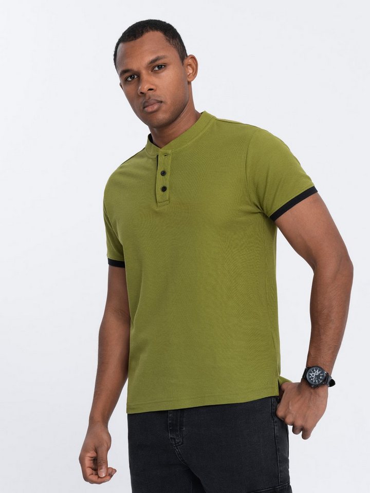 OMBRE Poloshirt Poloshirt für Männer ohne Kragen von OMBRE