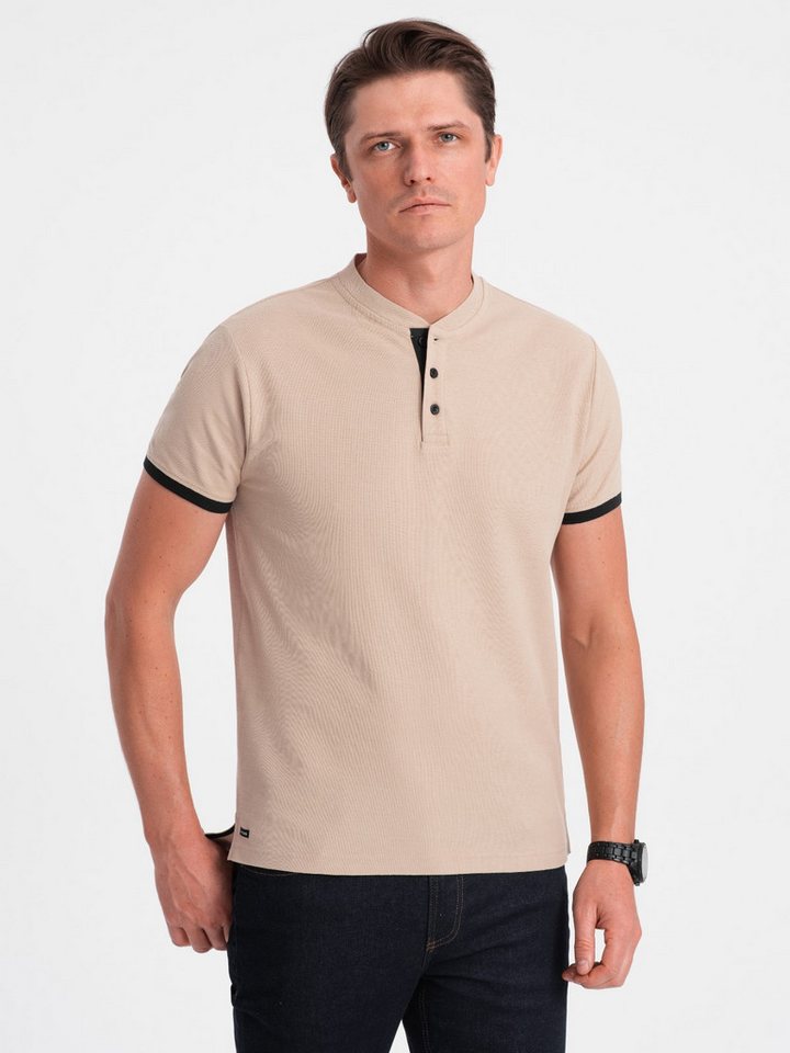 OMBRE Poloshirt Poloshirt für Männer ohne Kragen von OMBRE