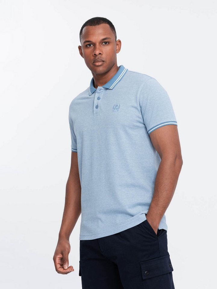 OMBRE Poloshirt Poloshirt in Melange mit gestreiftem Kragen OMBRE Poloshirt Poloshirt in Melange mit gestreiftem Kragen von OMBRE