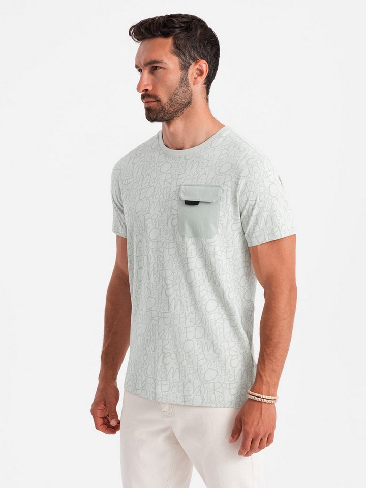 OMBRE Print-Shirt Baumwoll-T-Shirt für Herren mit Buchstabenprint und Tasche OMBRE Print-Shirt Baumwoll-T-Shirt für Herren mit Buchstabenprint und Tasche von OMBRE
