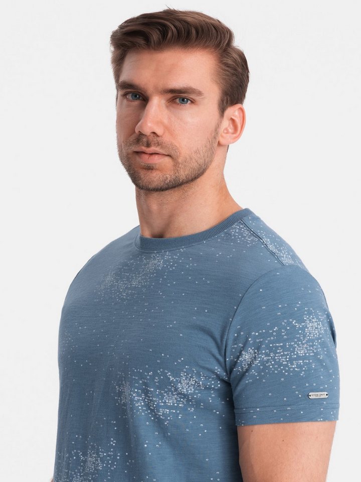 OMBRE Print-Shirt Herren-T-Shirt mit Volldruck und eingestreuten Buchstaben von OMBRE