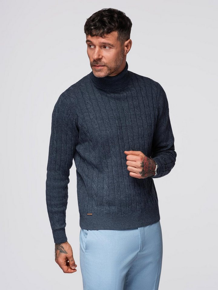 OMBRE Rollkragenpullover Herren-Rollkragenpullover mit Zopfmuster von OMBRE