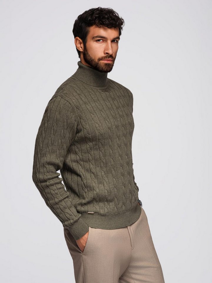 OMBRE Rollkragenpullover Herren-Rollkragenpullover mit Zopfmuster von OMBRE