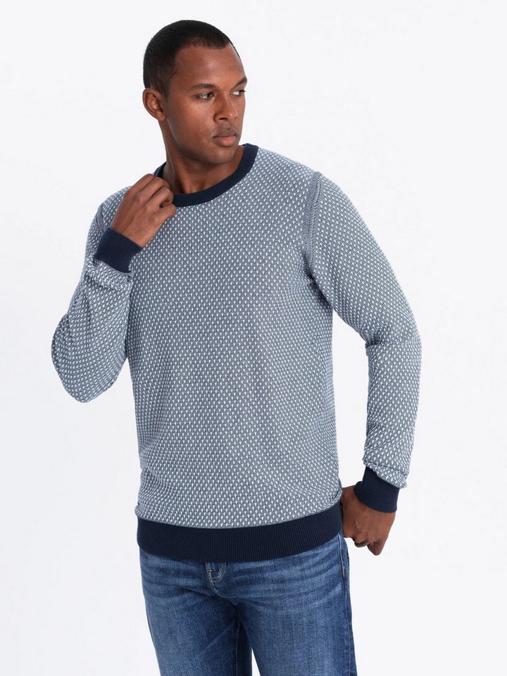 OMBRE Rundhalspullover Herren RELAXED FIT gemusterter Strickpullover von OMBRE