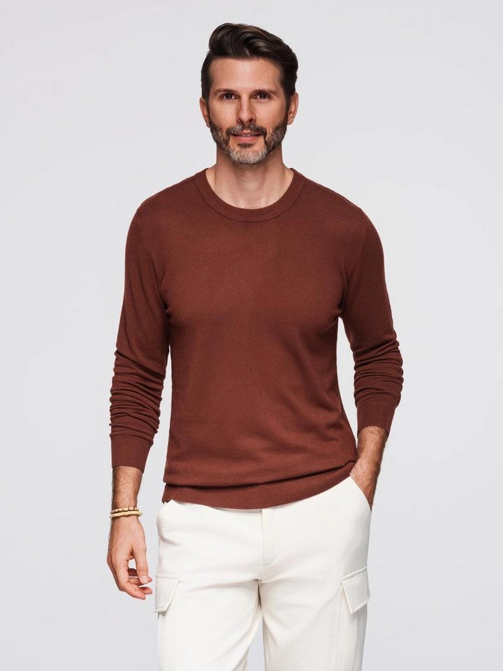 OMBRE Rundhalspullover Herrenpullover mit Rundhalsausschnitt aus elastischem Strick von OMBRE