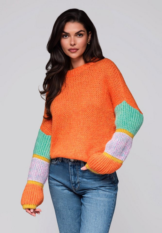 OMBRE Rundhalspullover Pullover mit Farbverlauf von OMBRE