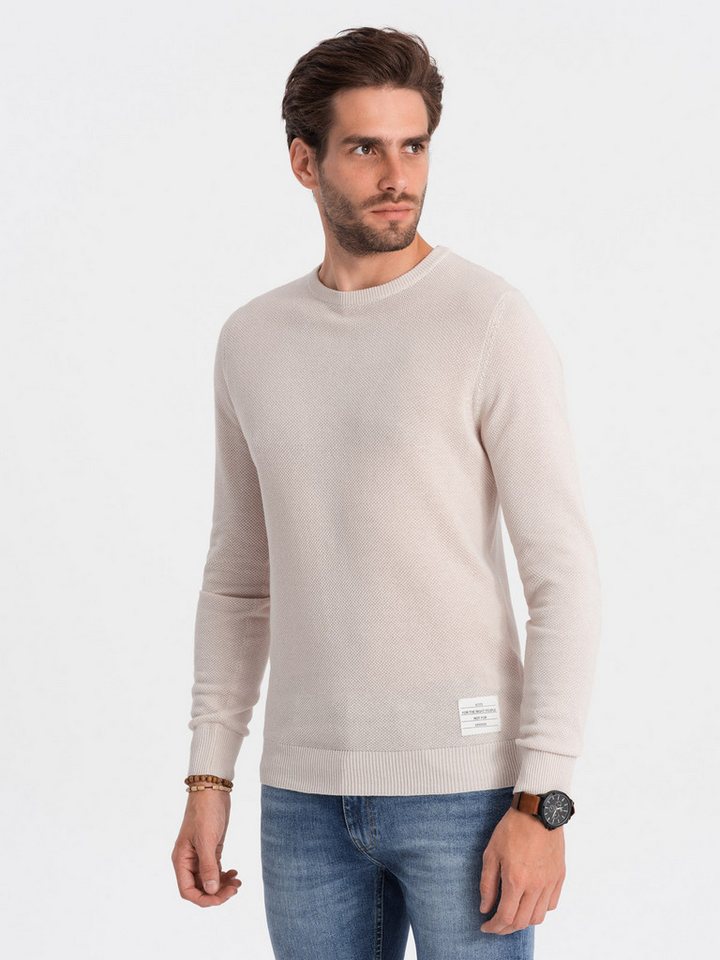 OMBRE Rundhalspullover Strukturierter Herren-Pullover mit halbrundem Ausschnitt von OMBRE