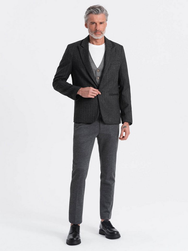 OMBRE Sakko Stilvolle Sakko aus Jacquard für Herren mit zarten Streifen graphite von OMBRE