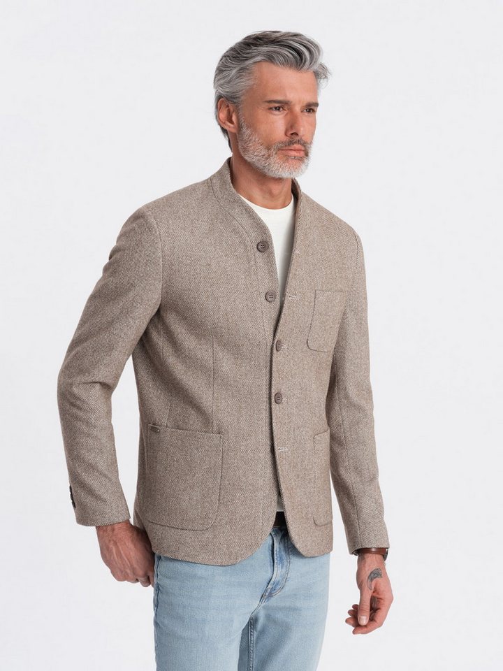 OMBRE Sakko Stilvolle Sakko für Männer ohne Revers von OMBRE