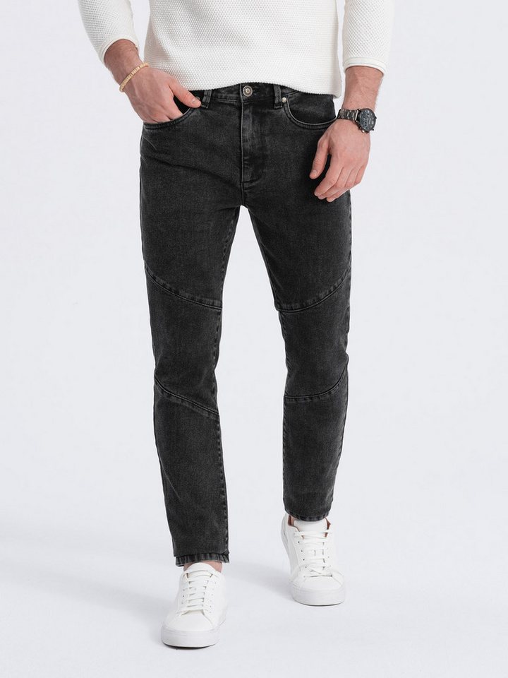 OMBRE Slim-fit-Jeans Jeanshose für Herren mit Nähten an den Knien von OMBRE