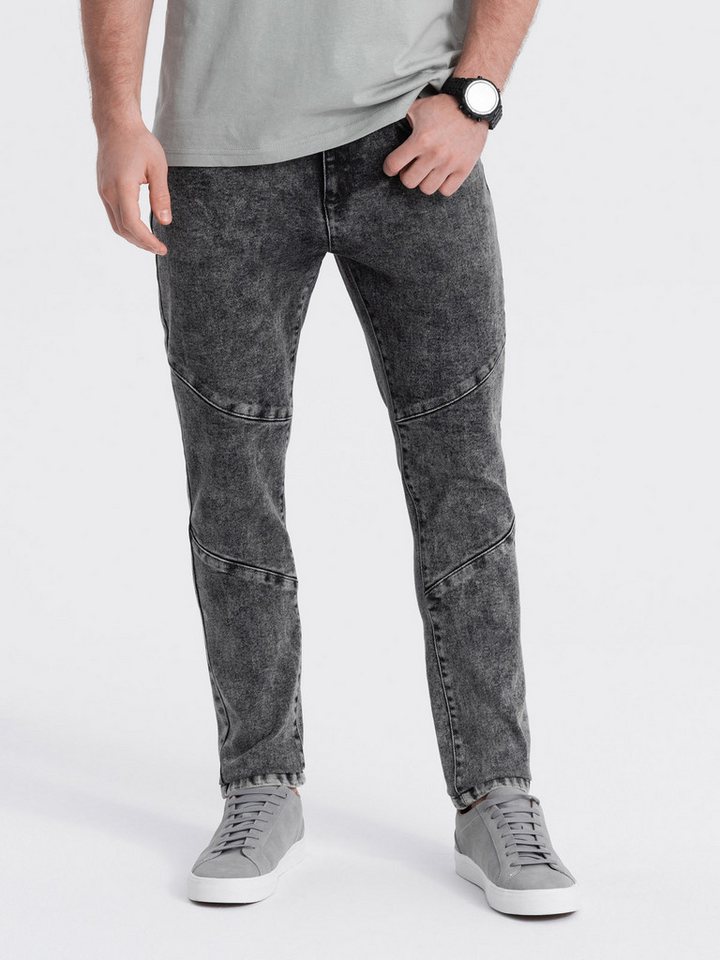 OMBRE Slim-fit-Jeans Jeanshose für Herren mit Nähten an den Knien von OMBRE