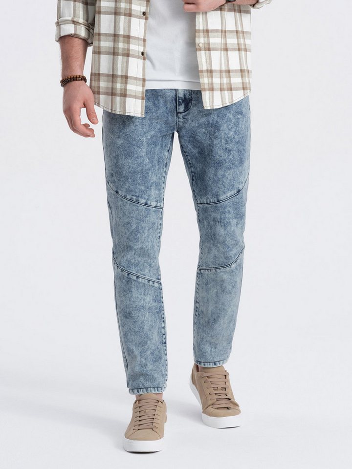 OMBRE Slim-fit-Jeans Jeanshose für Herren mit Nähten an den Knien von OMBRE