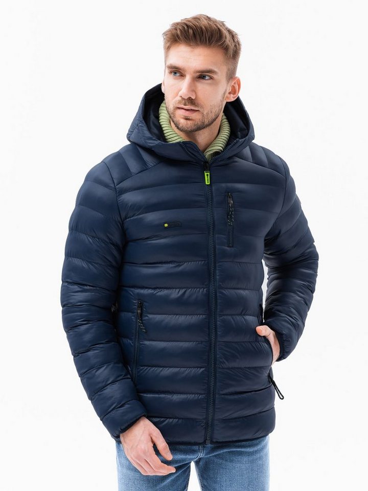 OMBRE Steppjacke Herren Steppjacke mit Kapuze - navy blau V3 C549 L von OMBRE