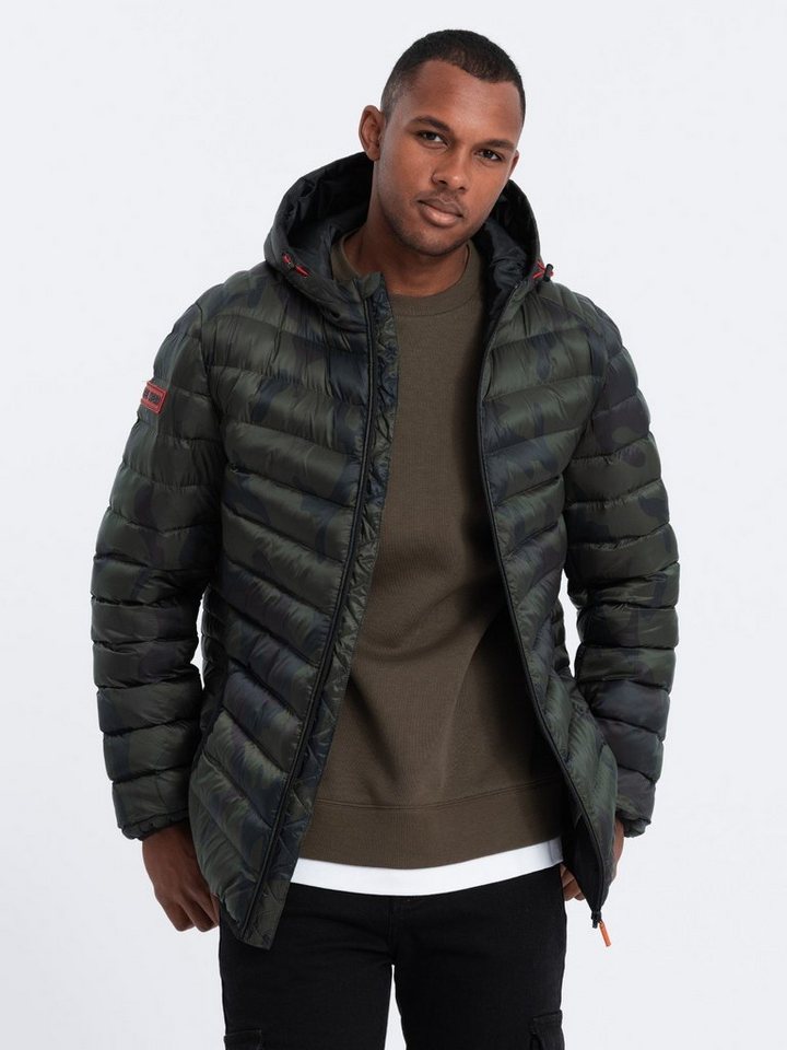 OMBRE Steppjacke Herren-Steppjacke mit satinierter Oberfläche - camo V19 OM-JALP-0121 L von OMBRE