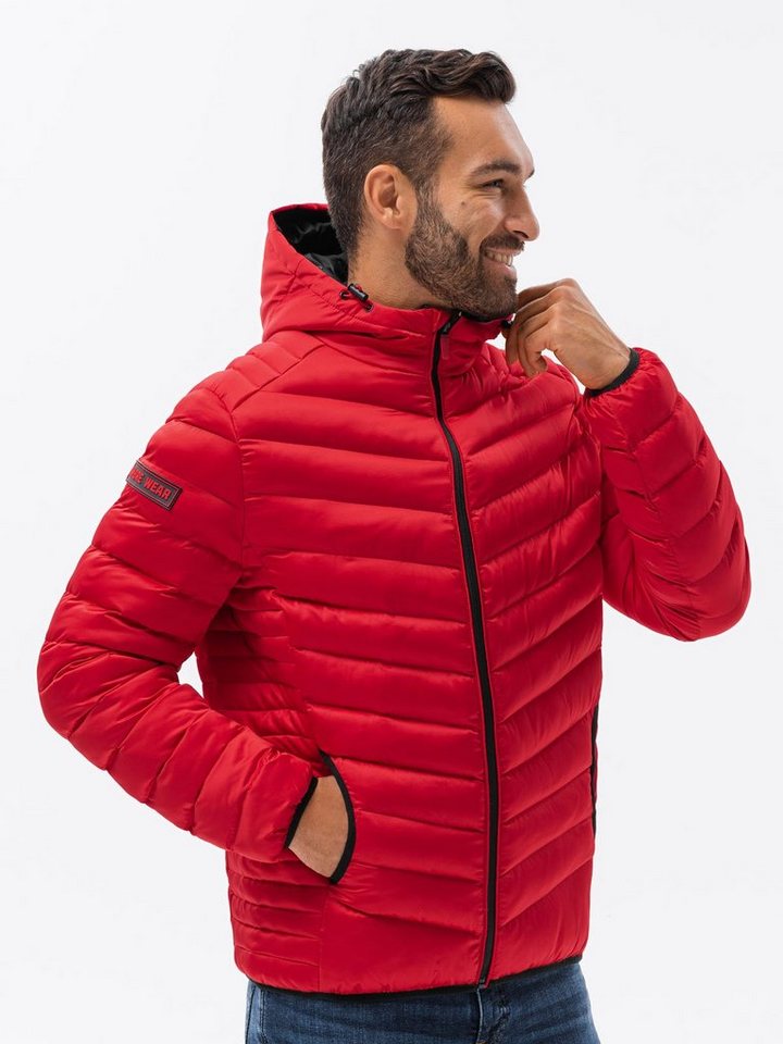 OMBRE Steppjacke Herren-Steppjacke mit satinierter Oberfläche - rot V7 OM-JALP-0121 S von OMBRE