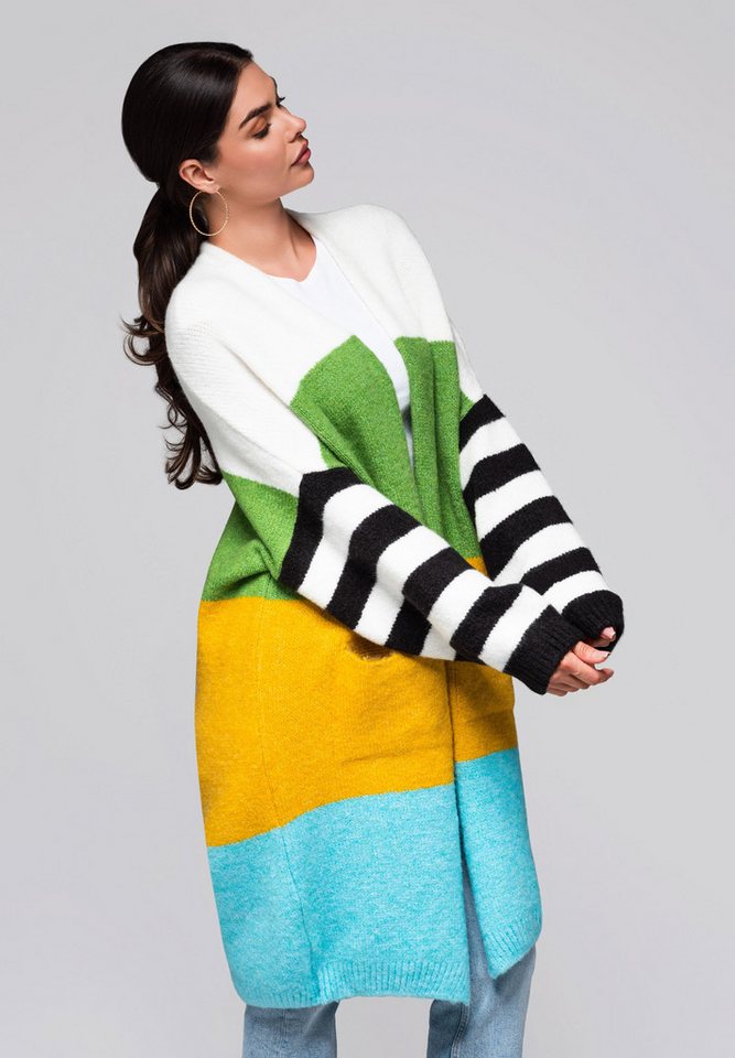 OMBRE Strickpullover Strickjacke im Colourblock-Stil von OMBRE