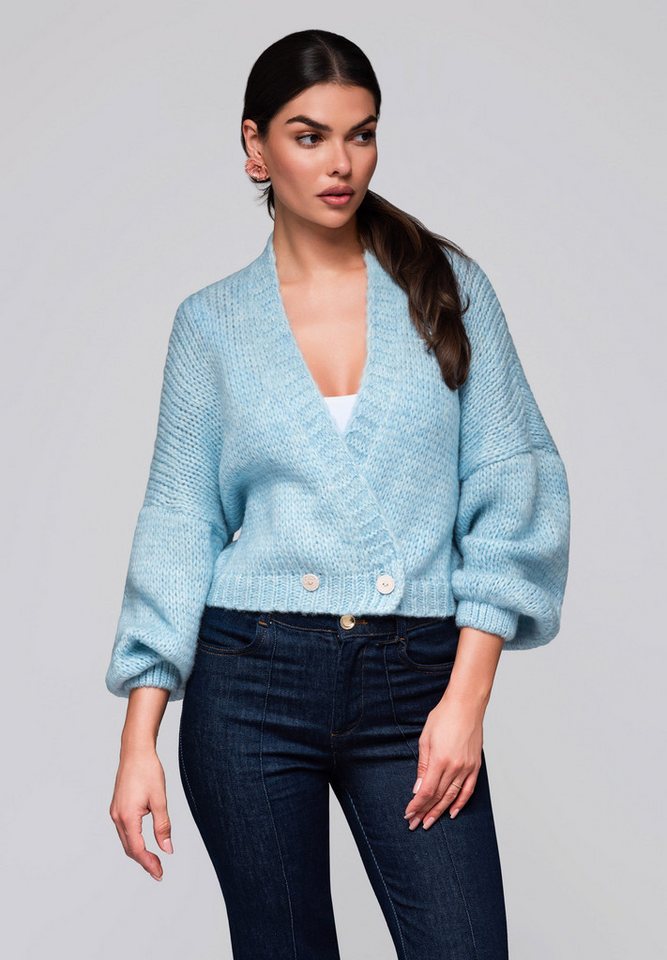 OMBRE Strickpullover Weicher Damen-Cardigan mit Strukturärmeln von OMBRE