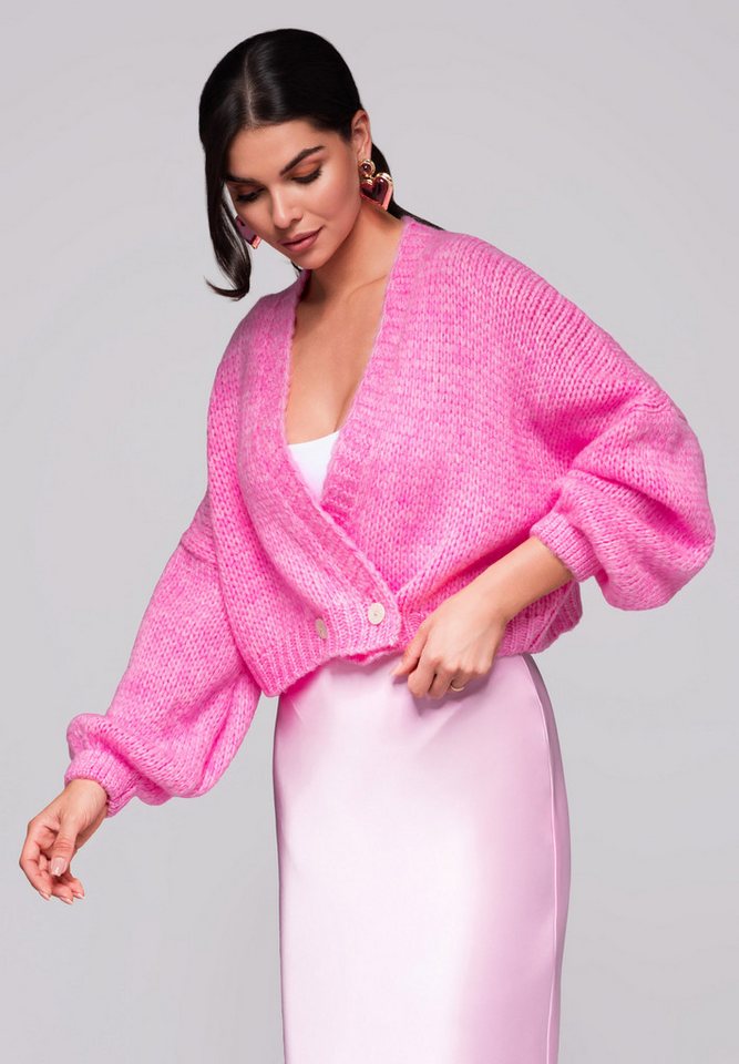 OMBRE Strickpullover Weicher Damen-Cardigan mit Strukturärmeln von OMBRE