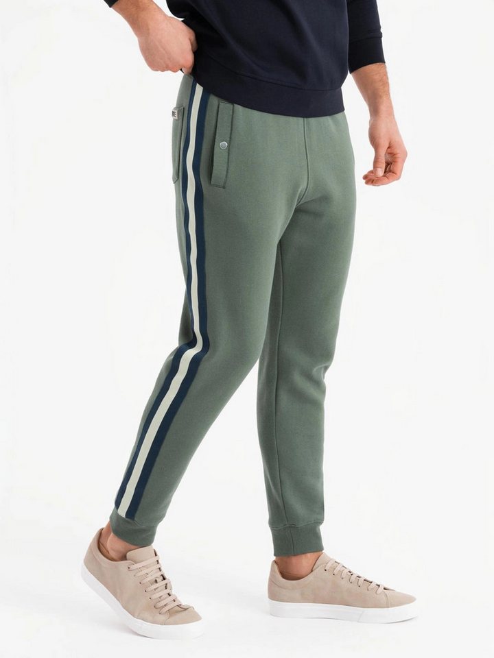 OMBRE Sweathose Sweatpants mit Paspeln und gerippten Beinen von OMBRE