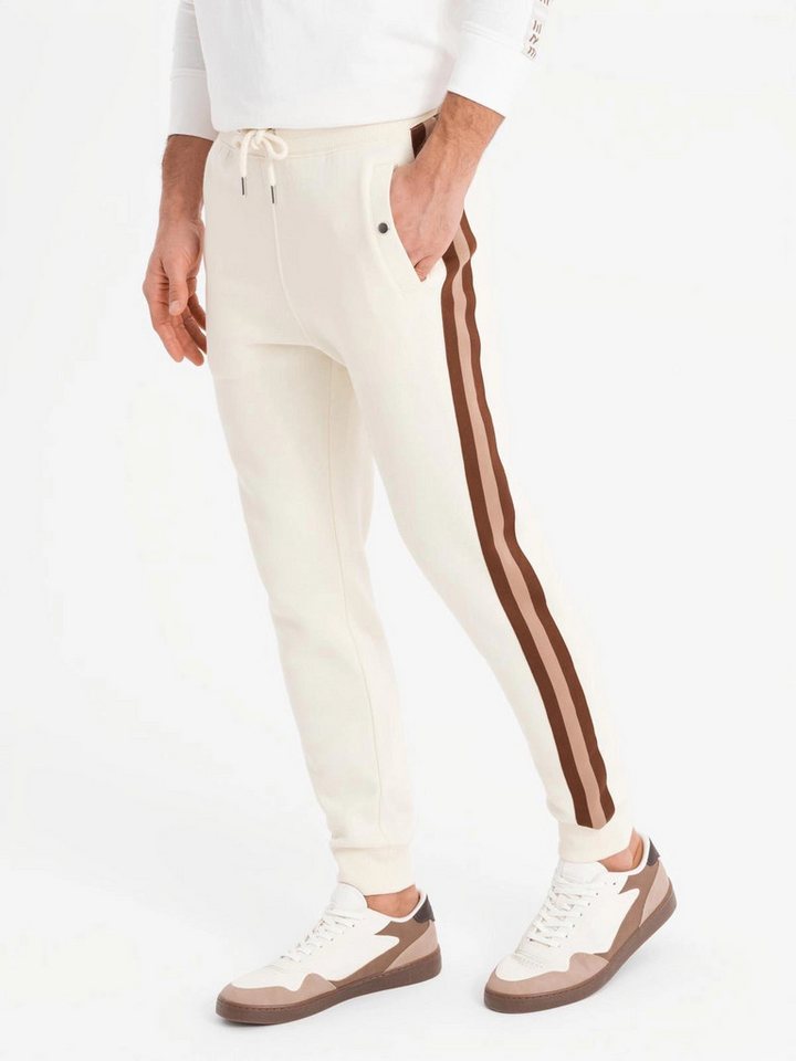 OMBRE Sweathose Sweatpants mit Paspeln und gerippten Beinen von OMBRE