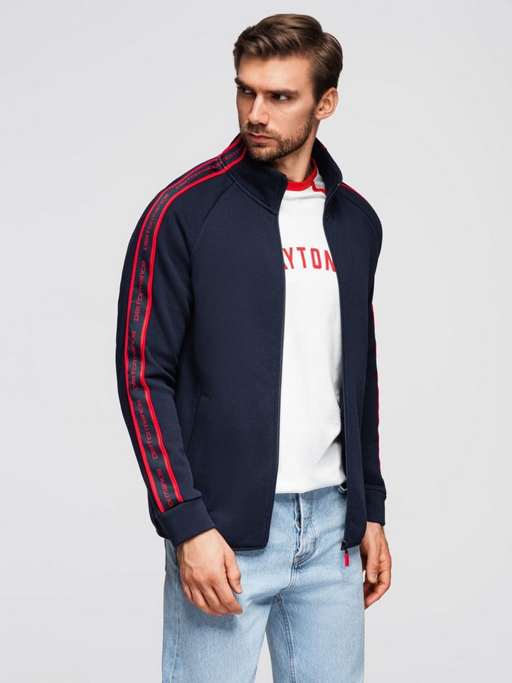 OMBRE Sweatjacke Herren-Sweatjacke mit Streifenbändern und hohem Stehkragen OMBRE Sweatjacke Herren-Sweatjacke mit Streifenbändern und hohem Stehkragen von OMBRE