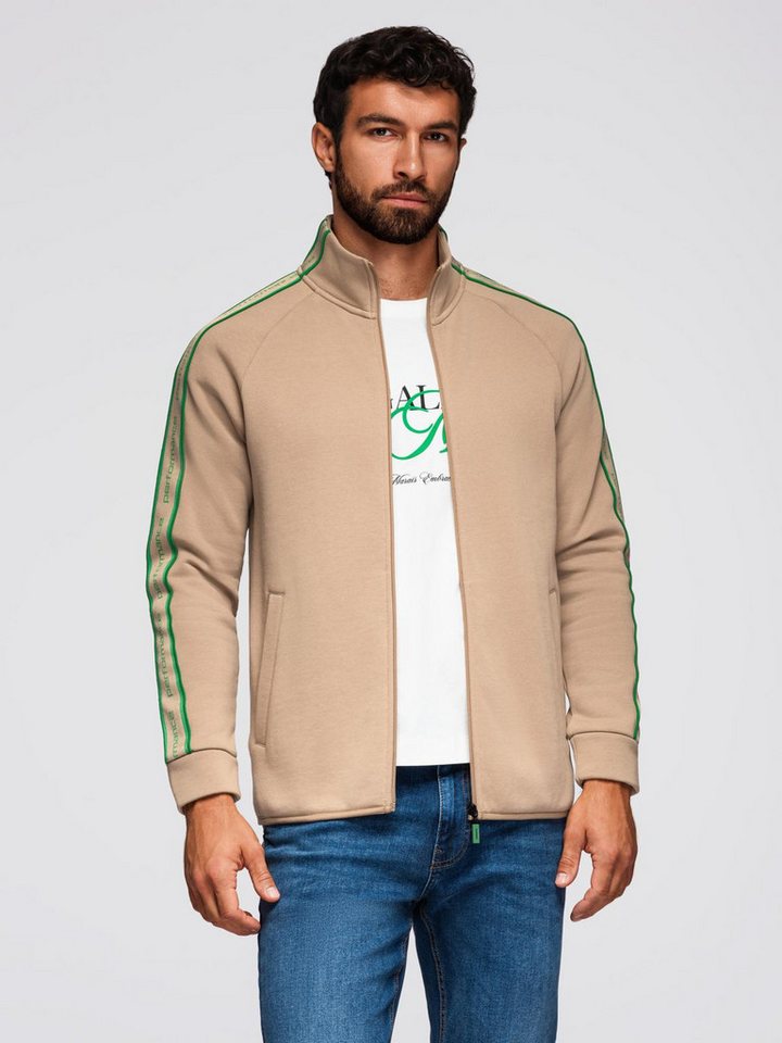 OMBRE Sweatjacke Herren-Sweatjacke mit Streifenbändern und hohem Stehkragen von OMBRE