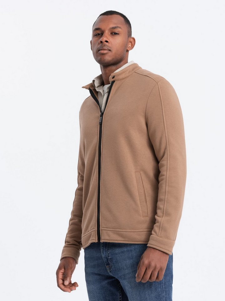 OMBRE Sweatjacke Herren-Sweatshirt mit Stehkragen im Motorrad-Stil von OMBRE