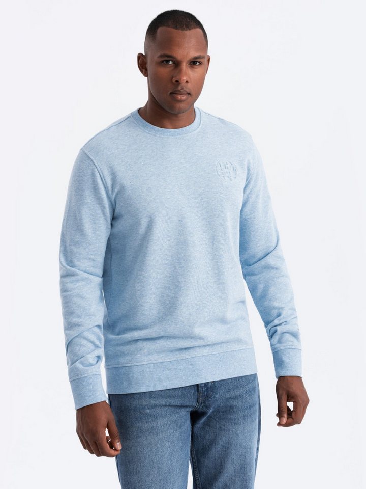 OMBRE Sweatshirt Herren Sweatshirt aus Melange mit gesticktem Logo von OMBRE