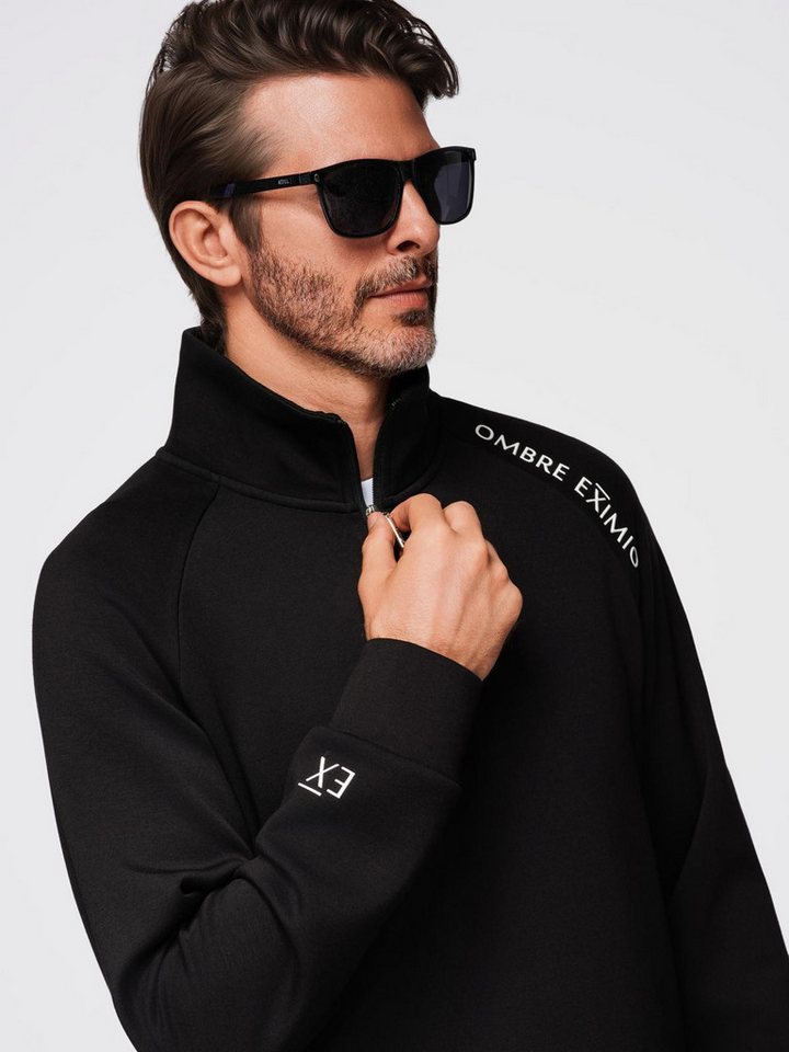 OMBRE Sweatshirt Herren-Sweatshirt mit Reißverschluss-Stehkragen von OMBRE