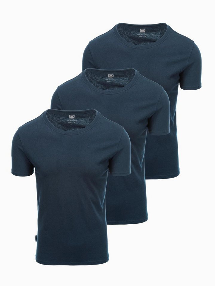 OMBRE T-Shirt BASIC T-Shirt 3erSet für Herren aus Baumwolle mit Rundhalsausschnitt von OMBRE