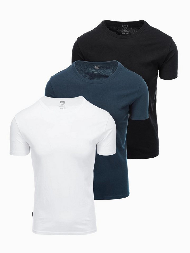 OMBRE T-Shirt BASIC T-Shirt 3erSet für Herren aus Baumwolle mit Rundhalsausschnitt von OMBRE