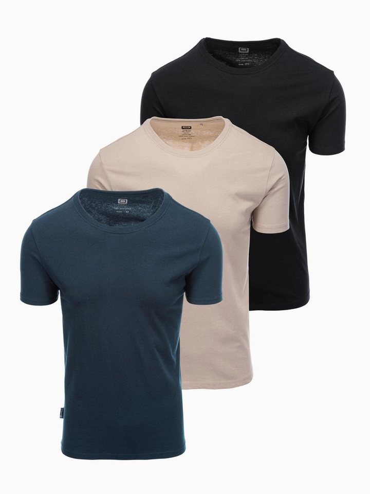 OMBRE T-Shirt BASIC T-Shirt 3erSet für Herren aus Baumwolle mit Rundhalsausschnitt von OMBRE