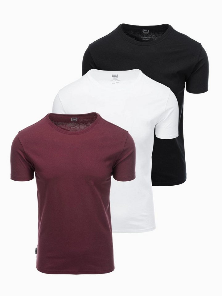 OMBRE T-Shirt BASIC T-Shirt 3erSet für Herren aus Baumwolle mit Rundhalsausschnitt von OMBRE