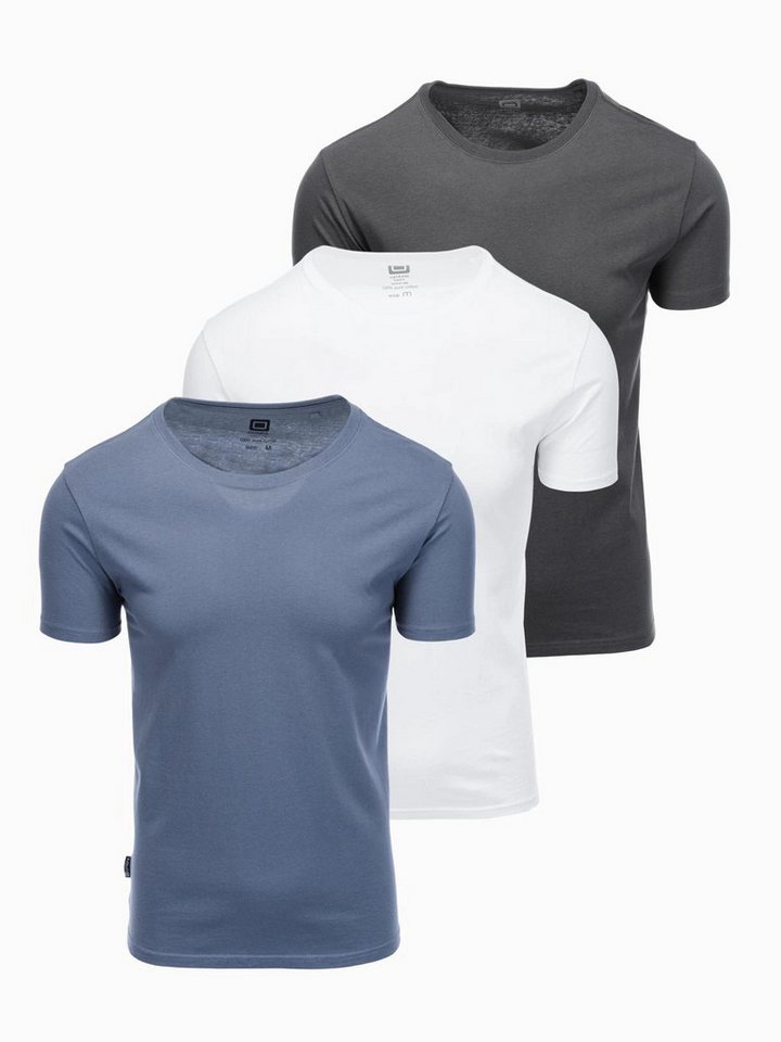 OMBRE T-Shirt BASIC T-Shirt 3erSet für Herren aus Baumwolle mit Rundhalsausschnitt von OMBRE