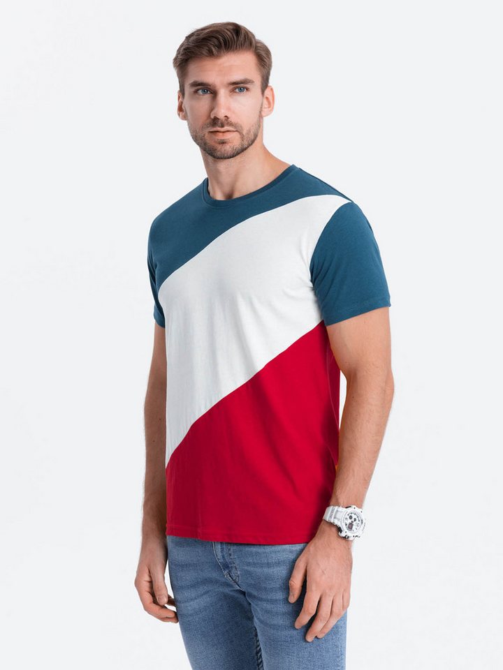 OMBRE T-Shirt Dreifarbiges Baumwoll-T-Shirt für Männer von OMBRE