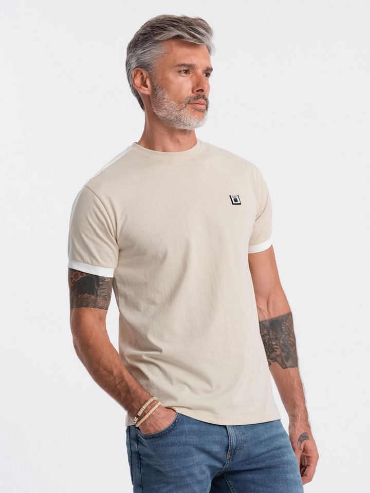 OMBRE T-Shirt Herren-T-Shirt aus Baumwolle mit kontrastierenden Einsätzen von OMBRE