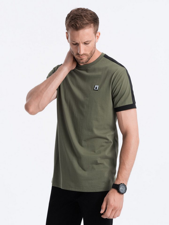 OMBRE T-Shirt Herren-T-Shirt aus Baumwolle mit kontrastierenden Einsätzen von OMBRE