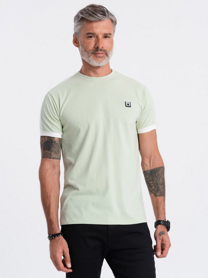 OMBRE T-Shirt Herren-T-Shirt aus Baumwolle mit kontrastierenden Einsätzen von OMBRE