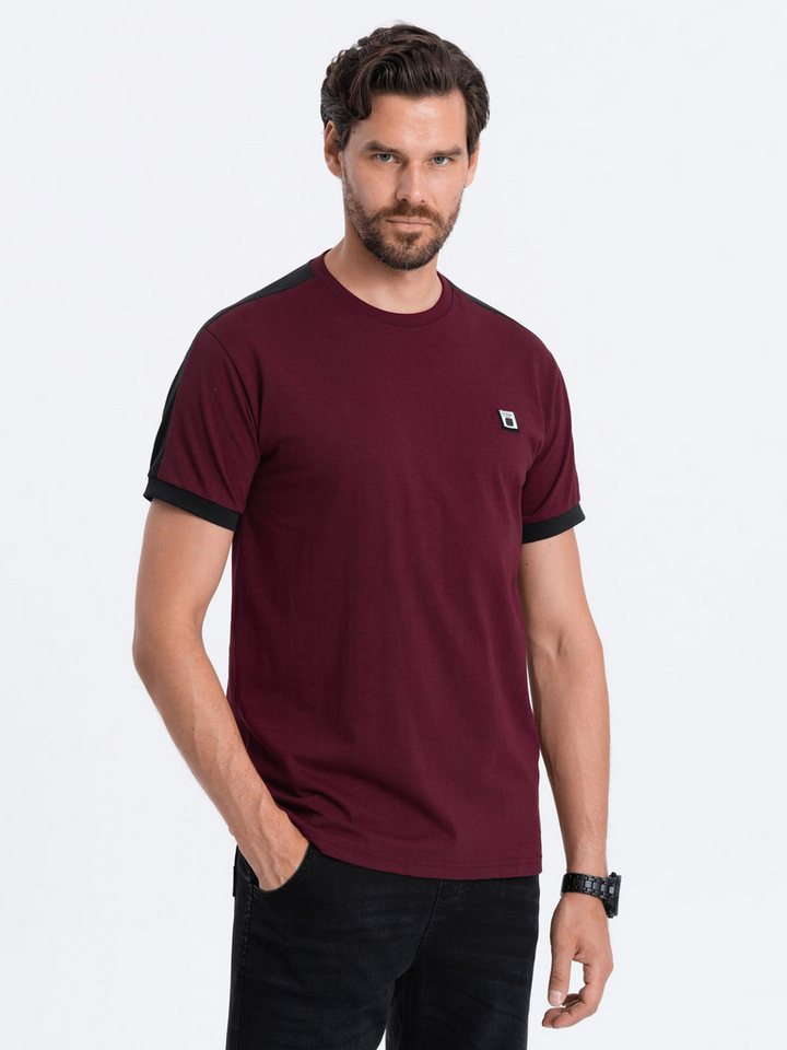 OMBRE T-Shirt Herren-T-Shirt aus Baumwolle mit kontrastierenden Einsätzen von OMBRE