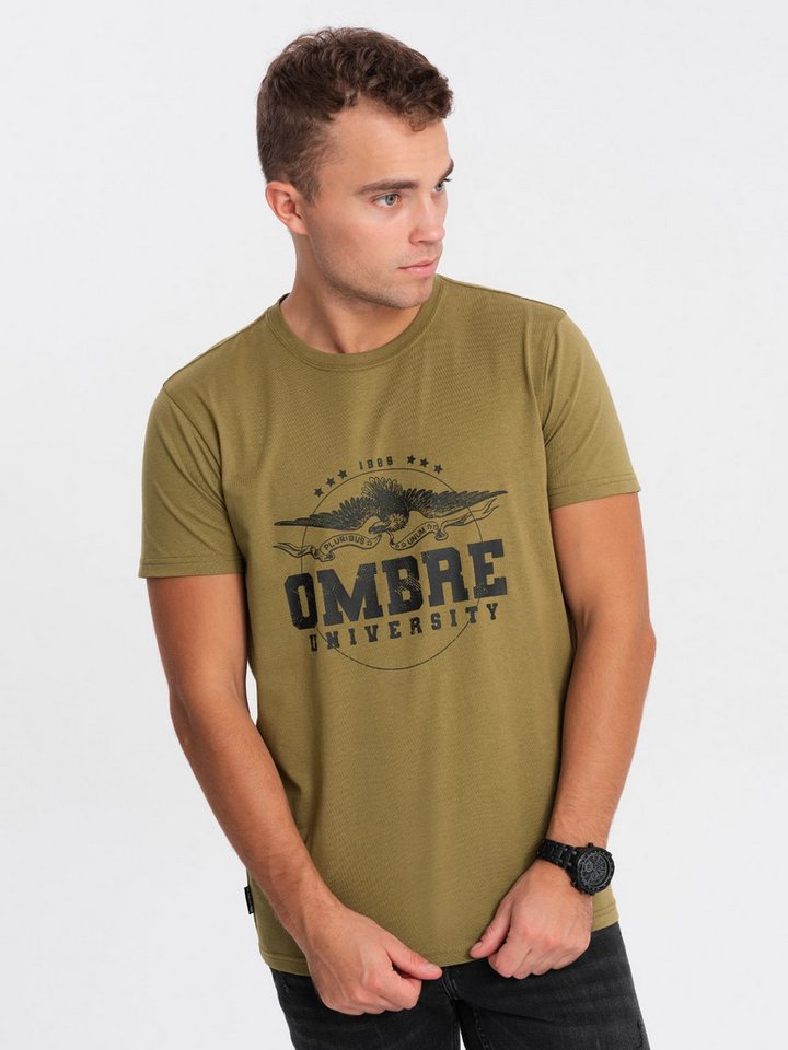 OMBRE T-Shirt Herren-T-Shirt aus Baumwolle mit militärischem Aufdruck von OMBRE