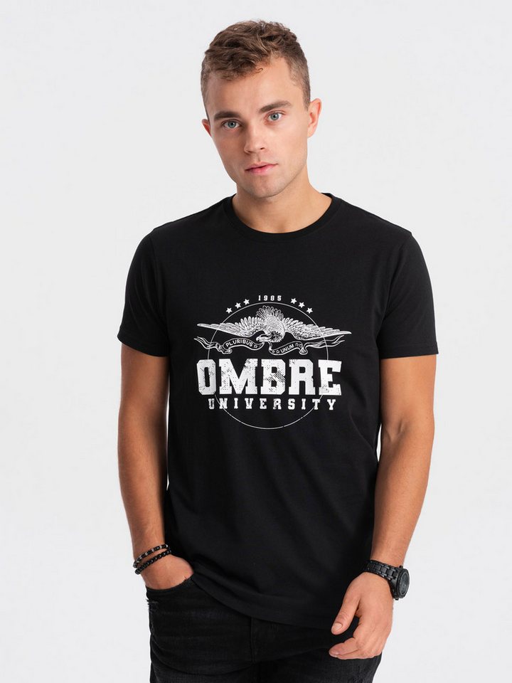 OMBRE T-Shirt Herren-T-Shirt aus Baumwolle mit militärischem Aufdruck von OMBRE