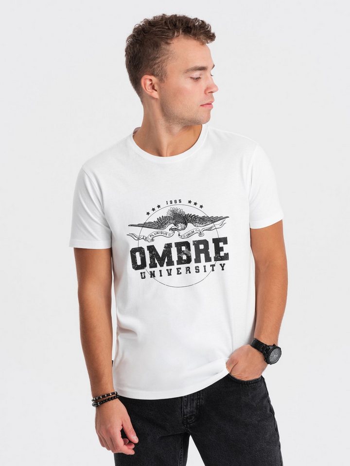 OMBRE T-Shirt Herren-T-Shirt aus Baumwolle mit militärischem Aufdruck von OMBRE