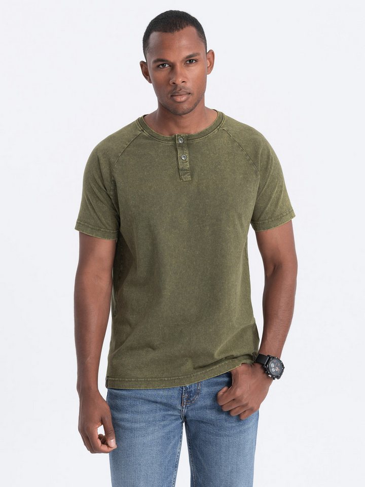 OMBRE T-Shirt Herren-T-Shirt mit Henley-Ausschnitt von OMBRE