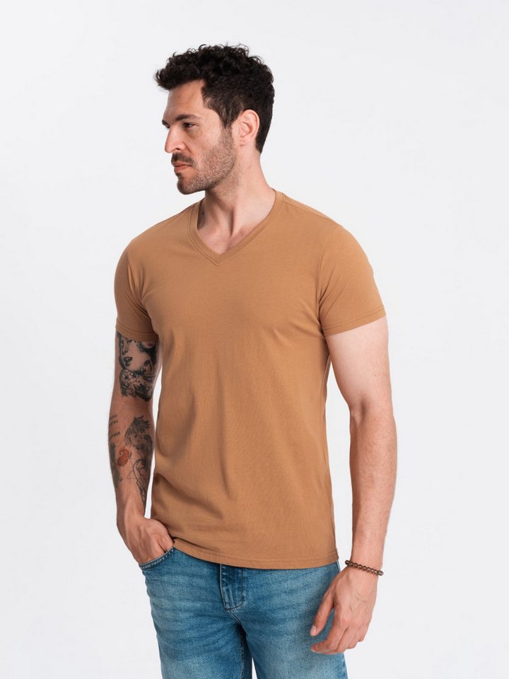 OMBRE T-Shirt Klassisches Herren-T-Shirt mit V-Ausschnitt aus Baumwolle BASIC von OMBRE