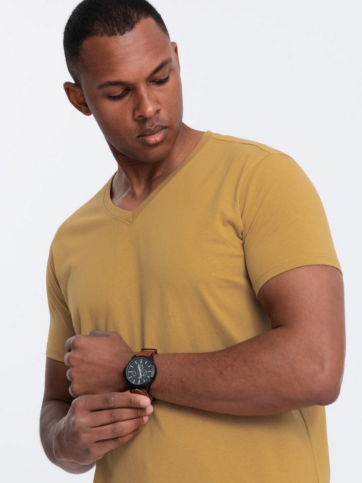 OMBRE T-Shirt Klassisches Herren-T-Shirt mit V-Ausschnitt aus Baumwolle BASIC von OMBRE