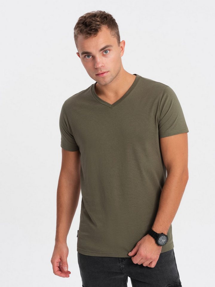 OMBRE T-Shirt Klassisches Herren-T-Shirt mit V-Ausschnitt aus Baumwolle BASIC von OMBRE