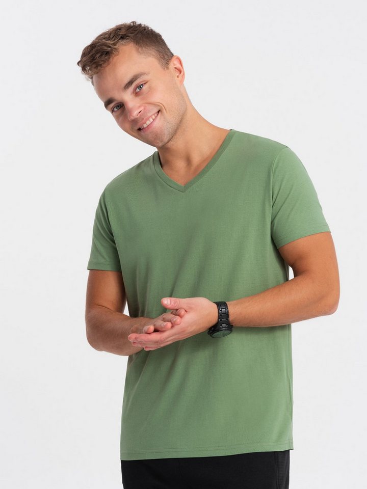 OMBRE T-Shirt Klassisches Herren-T-Shirt mit V-Ausschnitt aus Baumwolle BASIC von OMBRE